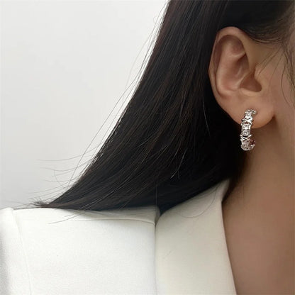 Vintage CC Cross Stud Earrings Korean Fashion Zircon Jewelry Gifts