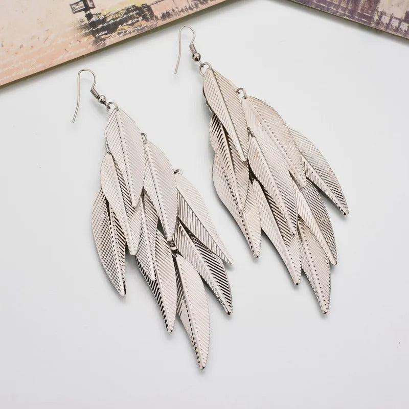 Trendy Long Drop Earrings Women Punk Metal Tassel Jewelry