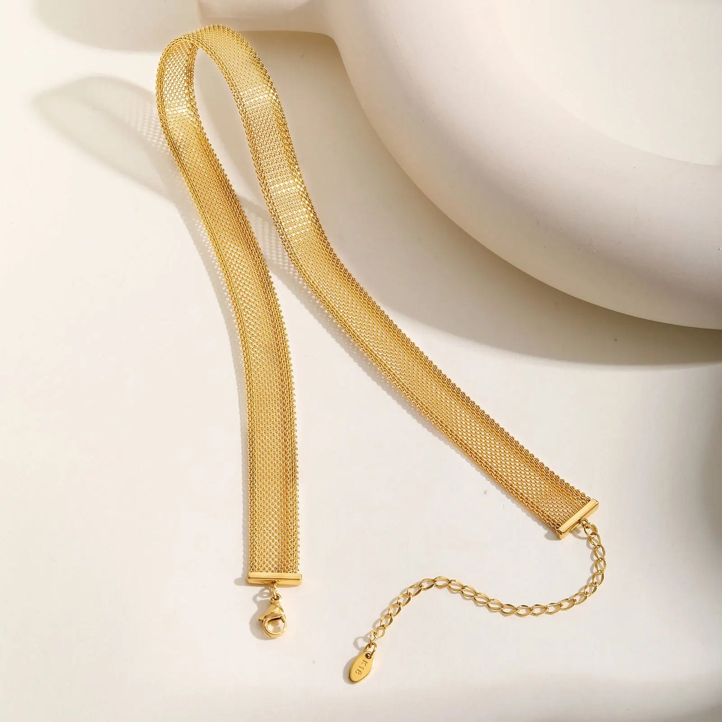 Gold Plated Hollow Mesh Choker Necklace for Women,Stainless Steel Waterproof Necklaces,Fashion Jewelry Gift