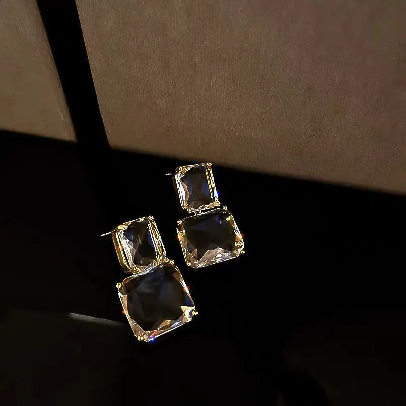 Transparent Crystal Square Earrings Women’s Geometric Jewelry