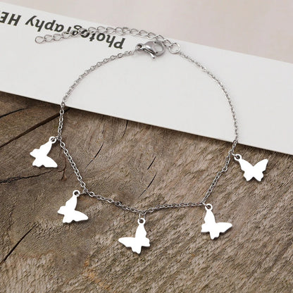 Stainless Steel Butterfly Pendant Bracelet Vintage Women’s Jewelry