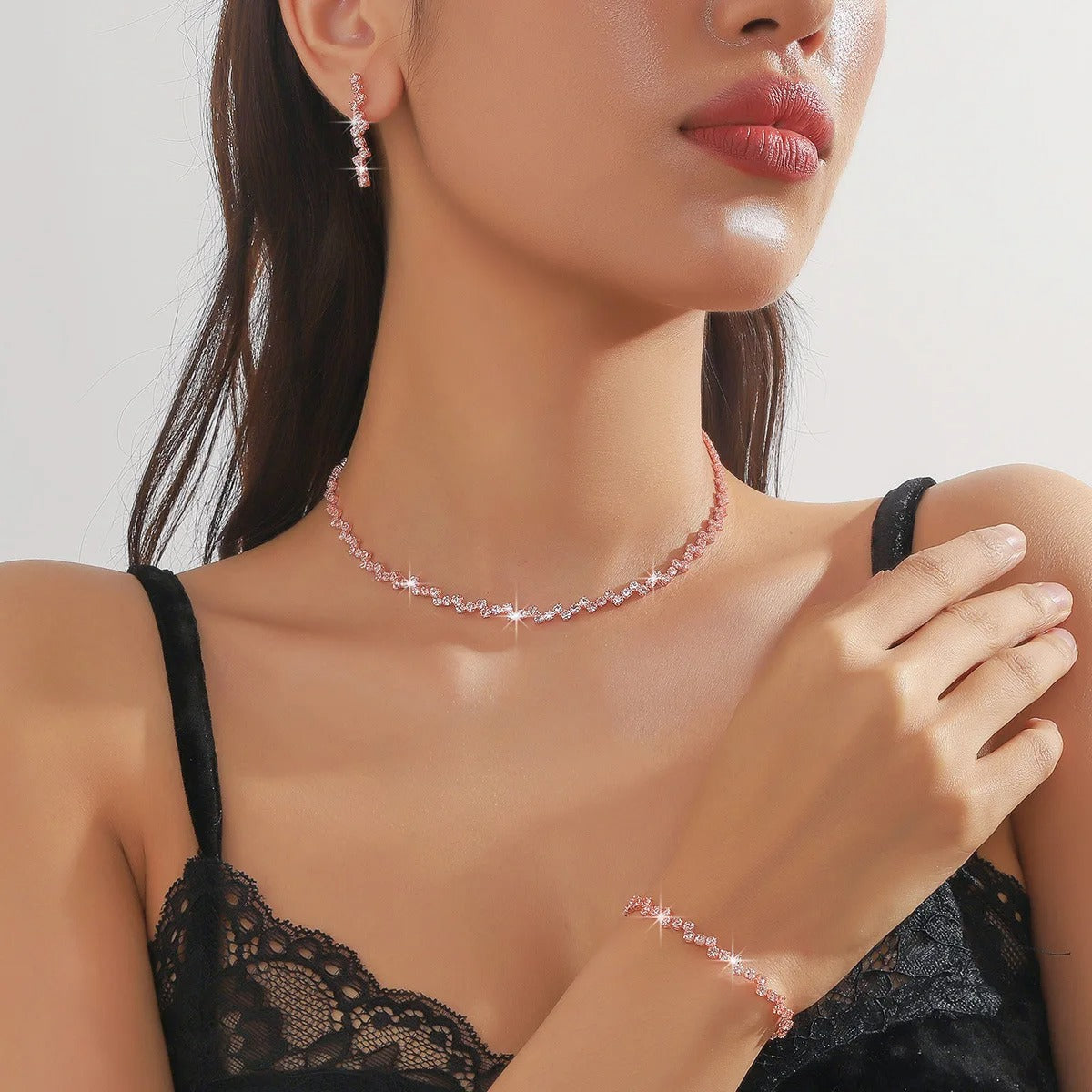 4PC Women’s Copper Jewelry Set Necklace, Earrings & Bracelet