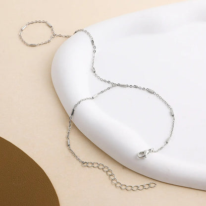 Gold Chain Hand Harness Bracelet with Finger Rings for Women