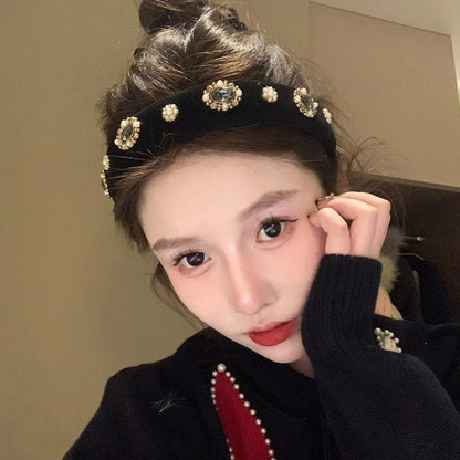 Autumn Winter Sparkly Rhinestone Hairband Women Korea Style