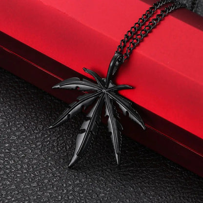 Maple Leaf Necklace Leaf Pendant Charm Chain Necklace Men Gift Jewelry Necklace Hip Hop Jewelry Gift