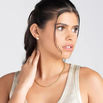 AAA+ 8mm Freshwater Pearl Gold Plated Stud Earrings for Women