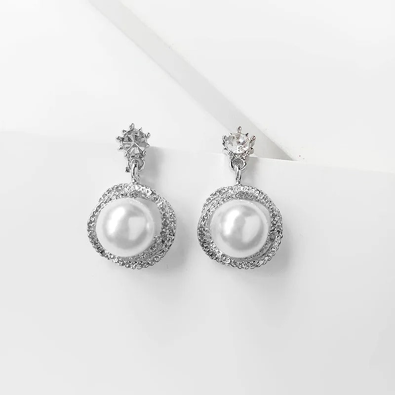 Red White Ball Dangle Earrings Women Crystal Drop Jewelry