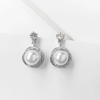 Red White Ball Dangle Earrings Women Crystal Drop Jewelry