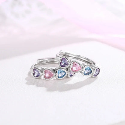 Dainty Heart CZ Hoop Earrings Colorful Women Jewelry