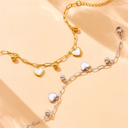 316L Stainless Steel Heart Double-Layer Bead Bracelet for Women
