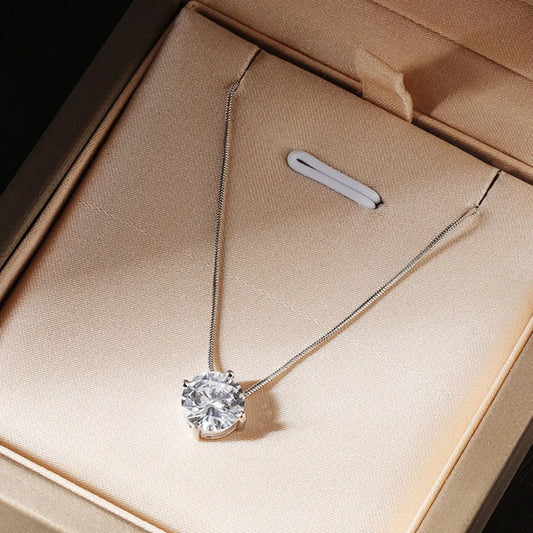 Moissanite Pandent Necklace s925 Sterling Silver Plated 18k White Gold GRA Certified Dainty Necklaces for Women
