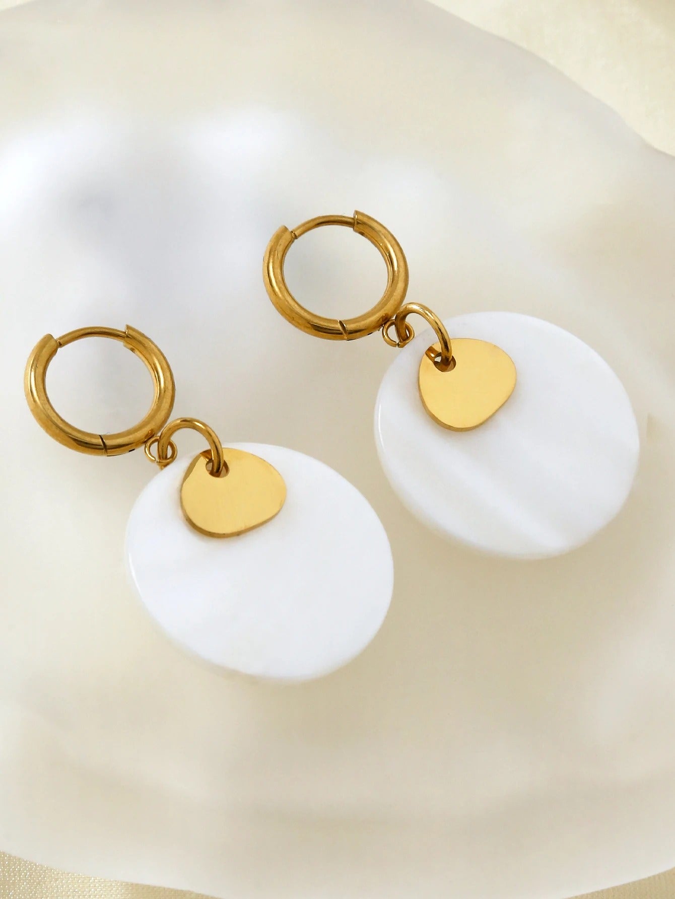 18K Gold Plated Mother of Pearl Earrings for Women