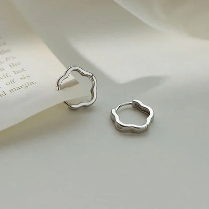 Sterling Silver Flower Hoop Earrings for Women Minimalist Jewelry