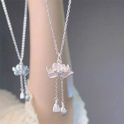 Chinese Style Lotus Tassel Necklace for Women
