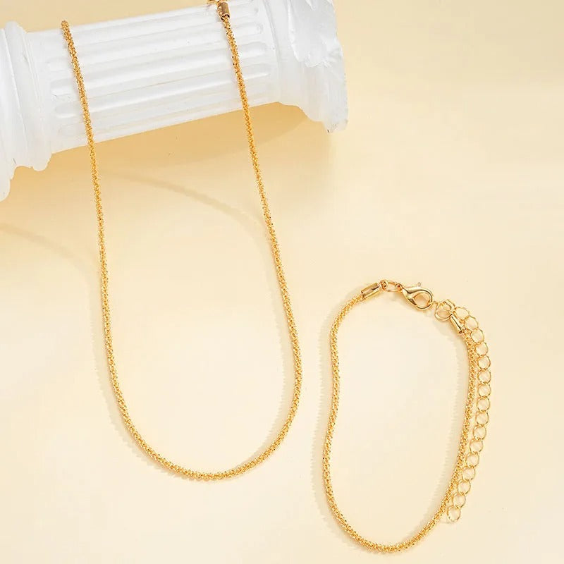 Shiny Clavicle Chain Necklace & Bracelet Set Women’s Party Jewelry