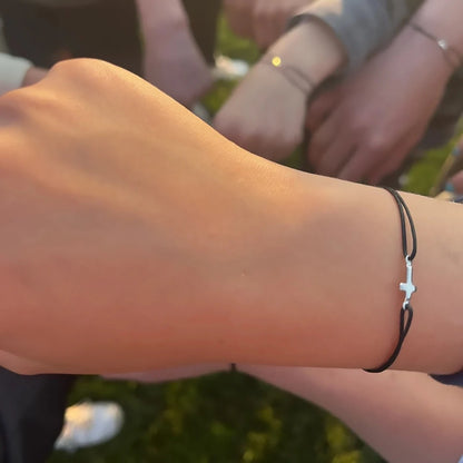 Sideways Cross Charm Bracelet Christian Jewelry for Men & Women