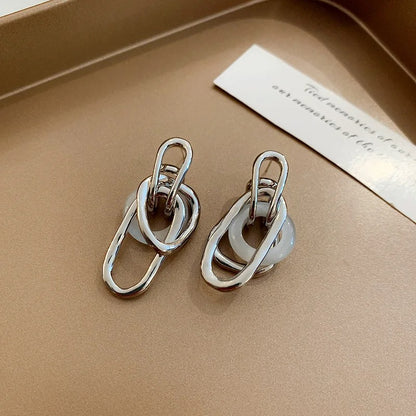 Punk Multilayer Opal Dangle Earrings Women Irregular Jewelry