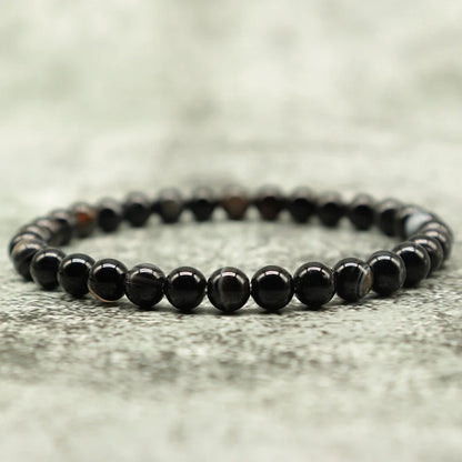 Minimalist Black Agate Bead Bracelet Men Natural Stone Jewelry