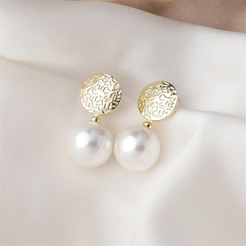 Simulated Pearl Drop Earrings Women Long Statement Jewelry