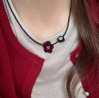 INS Flower Beaded Choker Necklace Trendy Party Jewelry for Women