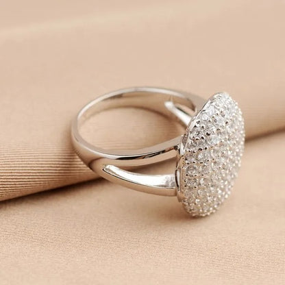 Women’s Silver Engagement Ring Gorgeous Rhinestone Wedding Band