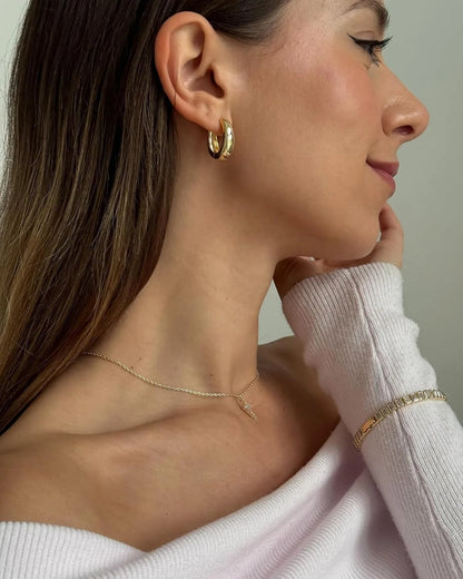 Thick Lightweight Gold Hoop Earrings Women 14K Plated Sterling Silver