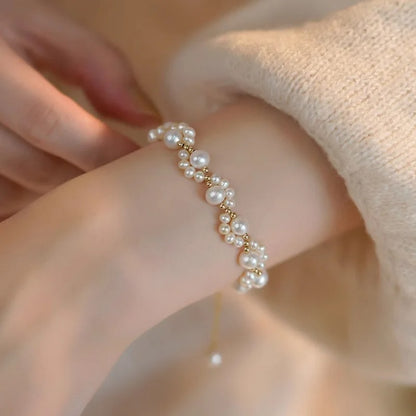 Cute Animal Paw Pearl Bracelet for Women Gold Retro Jewelry Gift