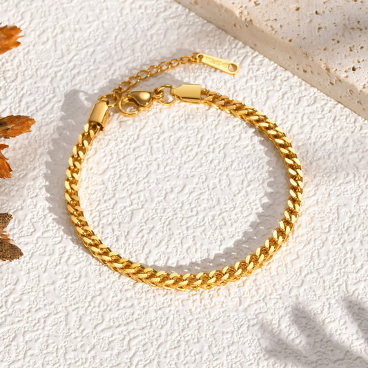 Square Keel Chain Bracelet for Women, Stainless Steel Gold Color Punk Bracelets, Fashion Jewelry Gift