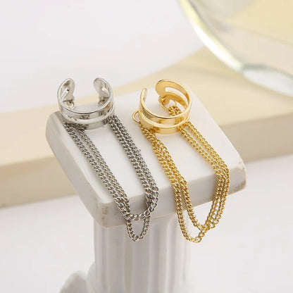 Silver Long Tassel Ear Cuff Clip Earrings for Women No Piercing