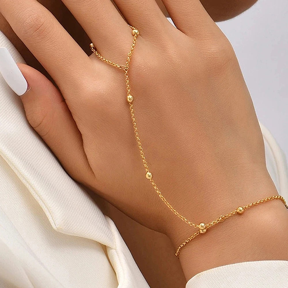 Minimalist Stainless Steel Beaded Chain Bracelet for Women