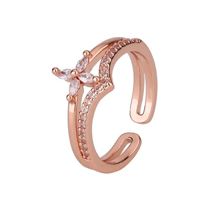 925 Sterling Silver Flower Zircon Wedding Rings For Women Couple Elegant Luxury Jewelry Wedding Argent 925 Jewelry