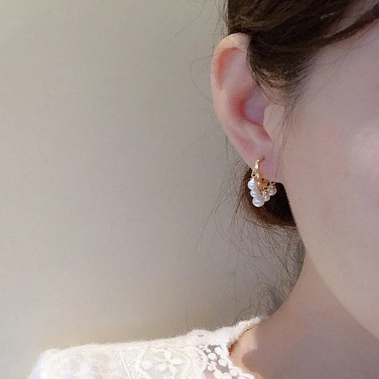 PONYKISS Real 925 Sterling Silver Cloud Pearl Huggie Hoop Earrings Minimalist Fine Jewelry for Women