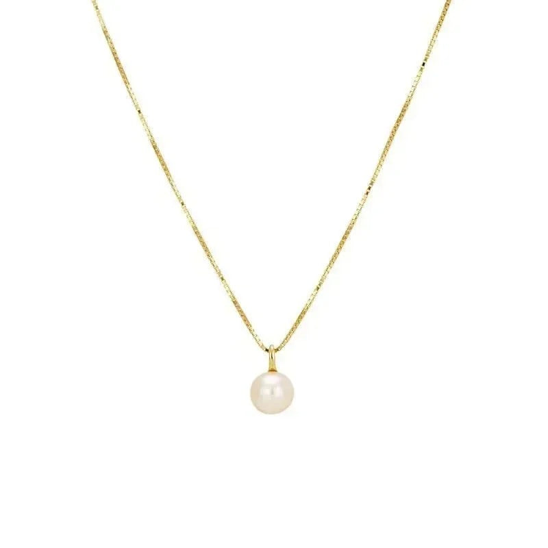 925 Silver Gold-Plated Pearl Pendant Necklace Women’s Fashion Jewelry