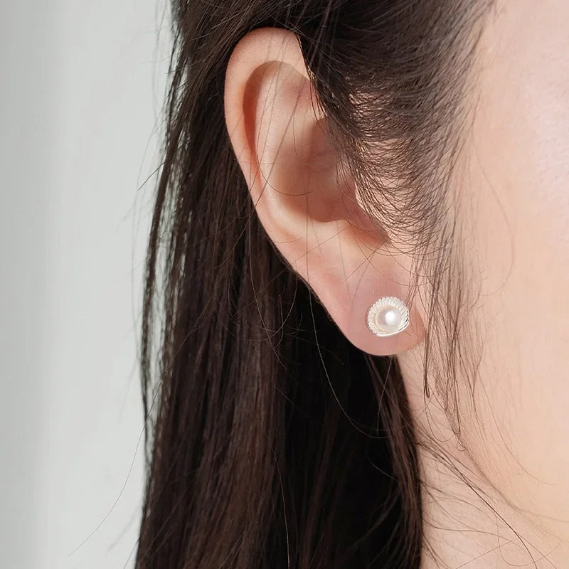 Sterling Silver Earrings For Women Trendy Pearl Shell Earring Jewelry Prevent Allergy Party Accessories Gift