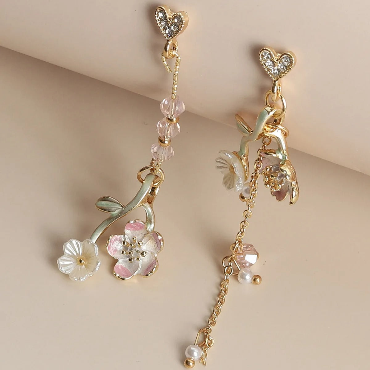 Cute Flower Spiral Dangle Earrings Women Blue Crystal Tassel