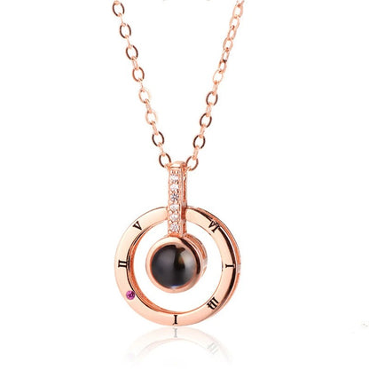 2025 New Romantic Love Memory Wedding Rose Gold & Silver Color Pendant Necklace Gifts