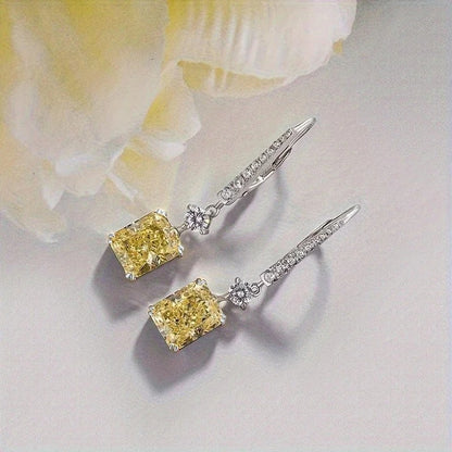 Trendy Yellow Cubic Zirconia Earrings Women Dance Party Jewelry