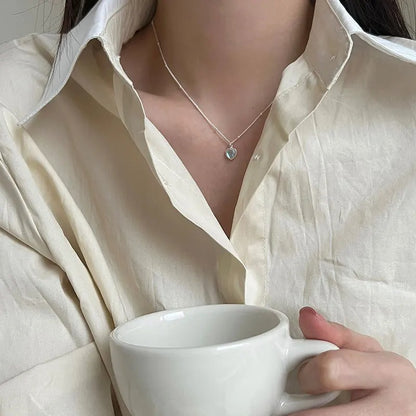Heart Moonstone Necklace For Women Silver Color Gradient Gemstones Pendant Necklace Bead Chain Necklace Fashion Jewerly Gift