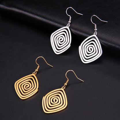 Swirl Geometric Earrings Women Trendy Gold Jewelry Gift