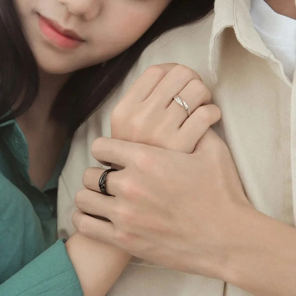 Simple Couple Ring Men and Women Adjustable Sun and Moon Ring Set Angel Demon Dragon Open Ring Niche Party Couple Gift Jewelry