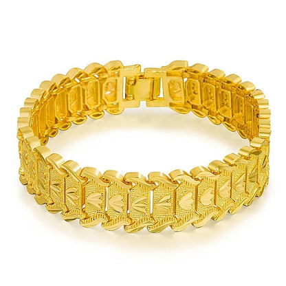 Retro Fashion Coin Gold-Plated Wide Bracelet Watch Chain