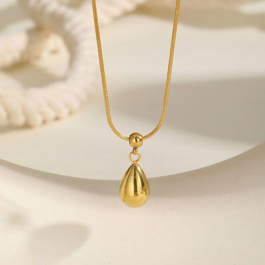 Sliding Water Droplet Pendant Necklace for Women, Waterproof Tear Pendant Necklaces, Gold Plated Stainless Steel Jewelry