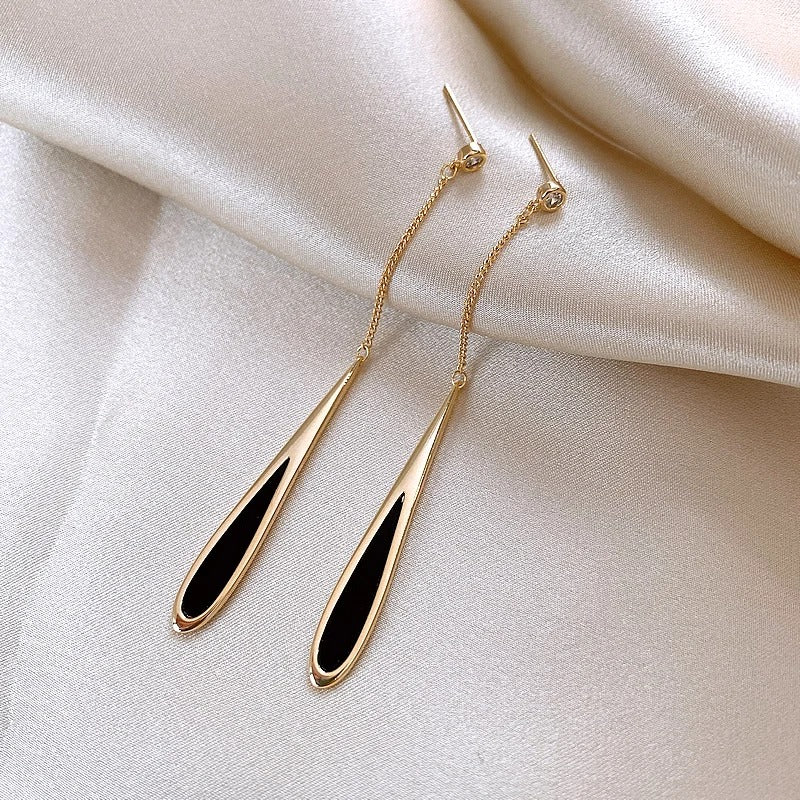Black Tassel Drop Earrings Fashion Party Jewelry for Women