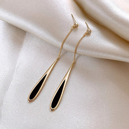 Black Tassel Drop Earrings Fashion Party Jewelry for Women