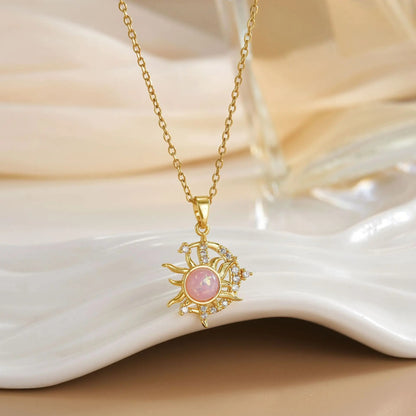 Rapunzel Sun Necklace, Sun and Moon, Copper Gold Plated, Wedding jewelry, Stainless steel chain, Gift For Her, Princess Choker