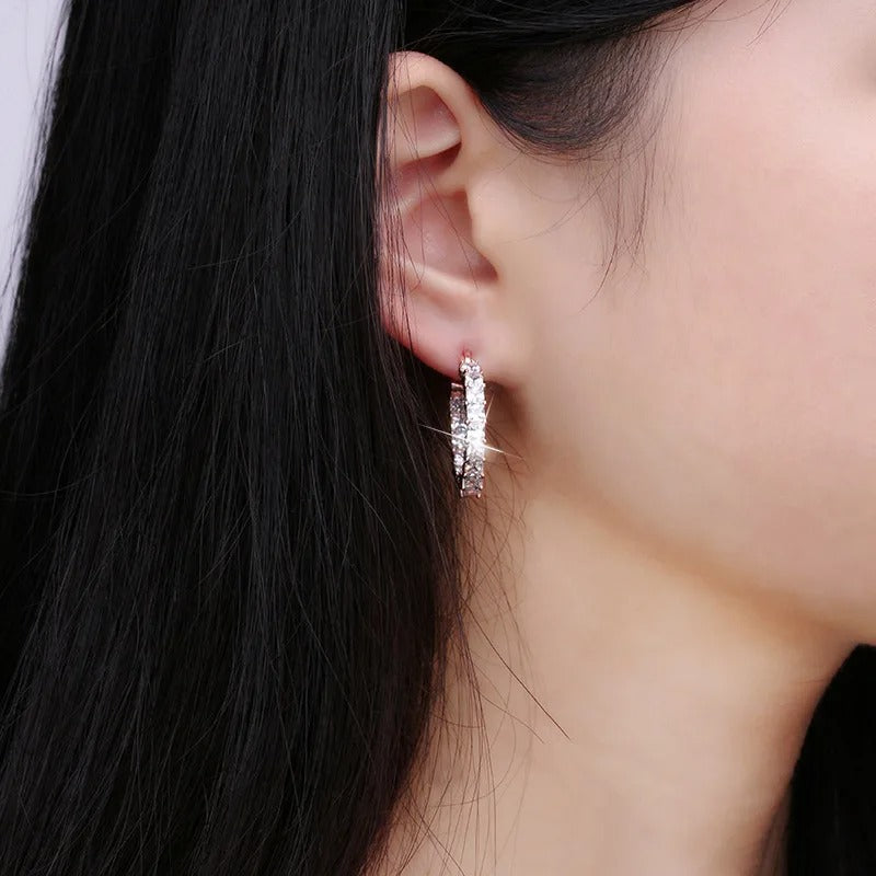 Trendy Cubic Zirconia Hoop Earrings Women Party Daily Wear Jewelry