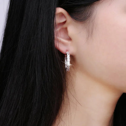 Trendy Cubic Zirconia Hoop Earrings Women Party Daily Wear Jewelry