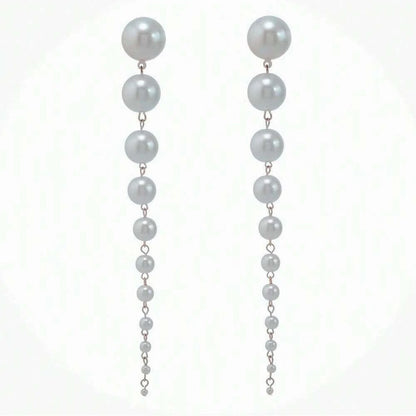 Long Dangling Earrings Women 2025 Trend Elegant Imitation Pearl Tassel Earrings Wedding Party Jewelry Accessories