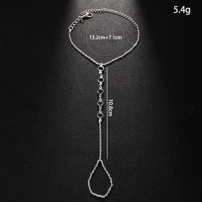 Trendy Stainless Steel Hand Chain Bracelet for Women Fashion Zircon Beads Link Ring Bracelet Waterproof Jewelry Wholesale