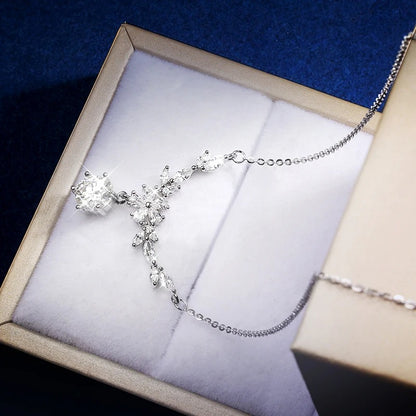 D Color Moissanite Cassia Twig Necklace S925 Silver Women